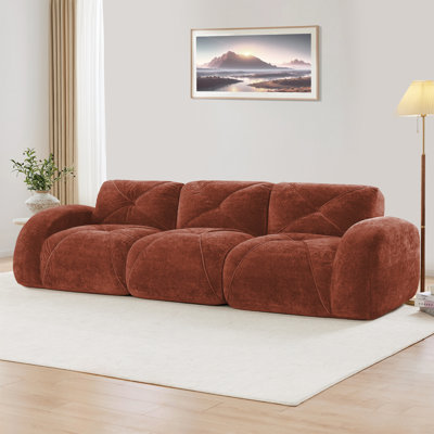 Canapé 110 po sans tissu avec velours doux et capitonné, canapé modulaire modulaire, éponge haute densité 32D, conception antidérapante, conception ergonomique inférieure, aucun assemblage requis, pour étude, cinéma maison