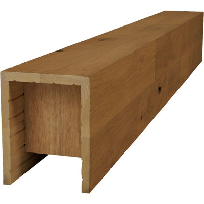 Americraft Wood Wire Brushed Beam, 3-Sided (U-Beam), 9 1/2"W x 5 1/2"H x 96"L, Special Walnut Finish, Stain Grade Knotty Alder