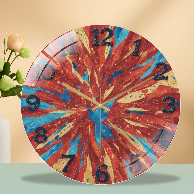 Horloge murale 12 po Numéros On Splatter