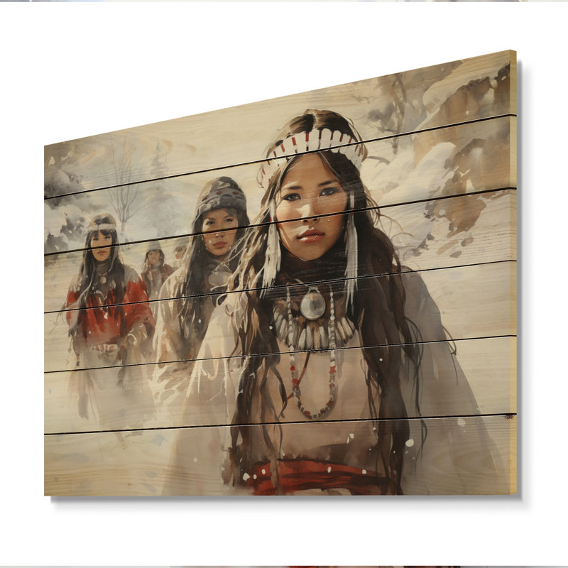 Native Art Winters Dream Portrait sur impression sur bois, H 10 po x l 20 po x P 0,78 po