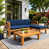 Natural Finish+ Blue Cushions