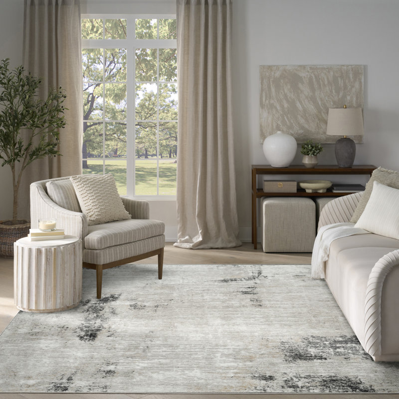 Tapis d'intérieur gris anthracite moderne 7 pi 10 po x 9 pi 10 po Lafever, Rectangle 7 pi 10 po x 9 pi 10 po