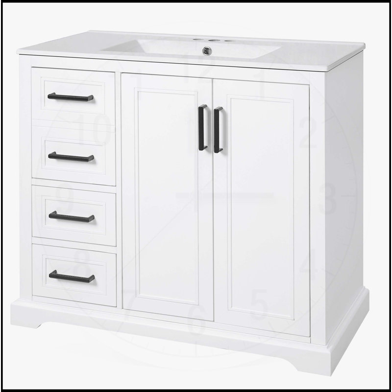 Meuble-lavabo moderne avec lavabo en céramique et rangement spacieux pour une salle de bain élégante