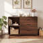 Classeur latéral mobile avec tiroirs et tablettes, armoire de rangement à roulettes, brun-1074431522