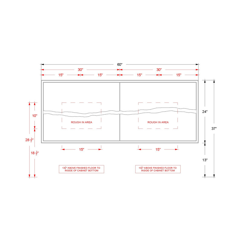 Ventura Four-Drawer Double Bath Floating Vanity, 60", American White Oak