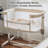 Baby Bedside Bassinet – Breathable All-mesh Crib With Wheels, 7-height Adjustable For Newborns, Beige