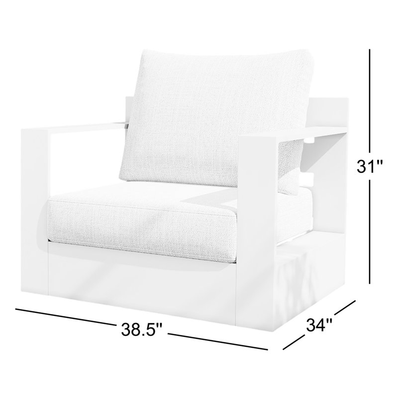 Ridgecrest Outdoor Patio Powder-Coated Aluminum Armchair With Cushions (Set Of 2)