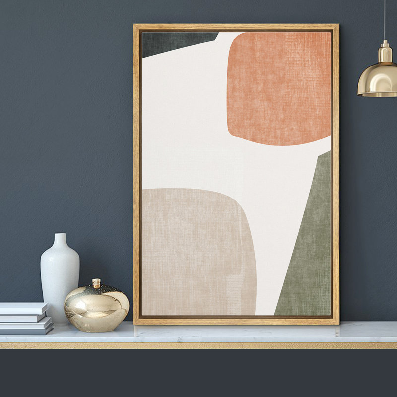 Abstract Colour Block - Floater Frame Graphic Art Print on Canvas, Brown Framed Canvas, 24" H x 36" W x 2" D