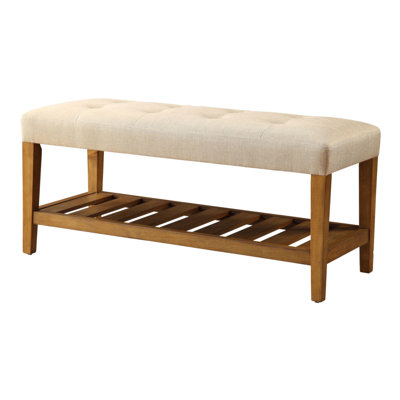 Banc de siège capitonné beige et chêne