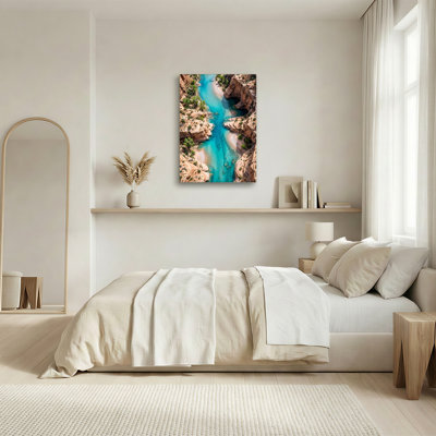 «Turquoise River Winding Through Red Rock Canyon», art mural sur toile