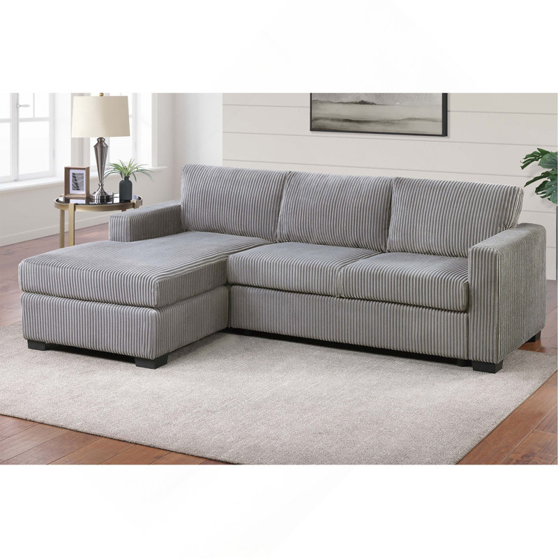 Canapé modulaire en L avec accoudoirs carrés 2 pièces et pieds carrés en plastique, Gris clair