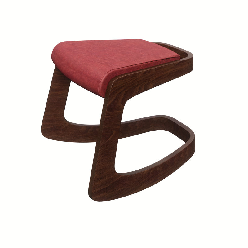 Tabouret Makau, Vinyle rouge à lèvres, Bois foncé