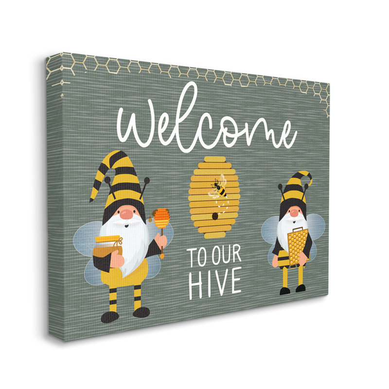 Welcome To Our Hive Honey Bee Garden par Linda Birtel, L 20 po x H 16 po, Toile tendue