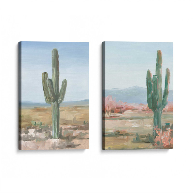 Ensemble de 2 cactus intemporels Saguaro, Toile tendue, H 18 po x l 24 po