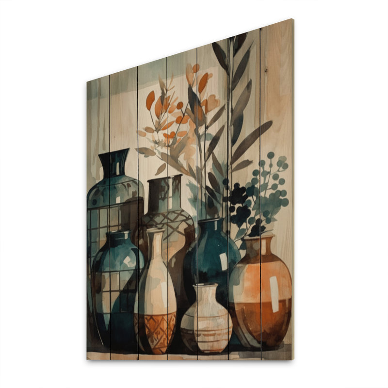 Vase en céramique vert et orange Soulful, H 32 po x l 24 po x P 0,78 po