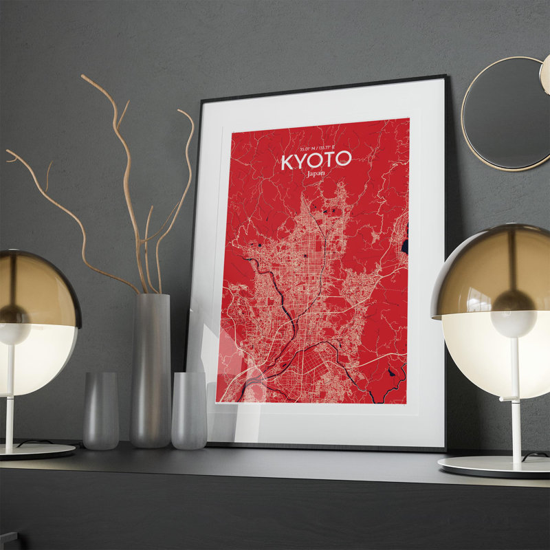 Kyoto City Map In Nautical - No Frame Print, 17cm H x 11cm W x 0.05cm D