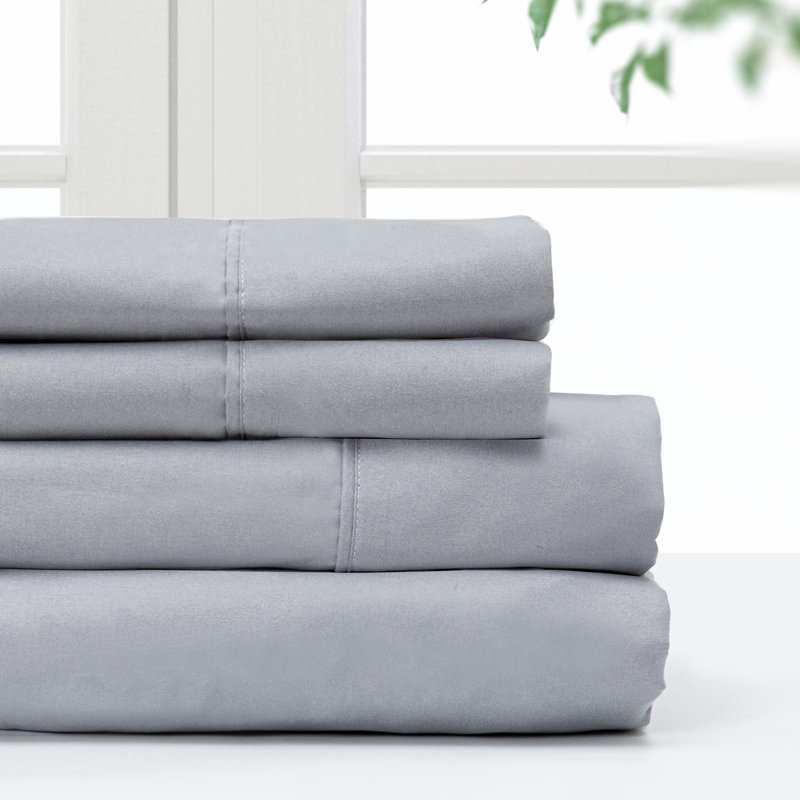 Polyester Sheet Set, Twin XL Sheet Set+Fitted Sheet+1 Pillowcase, Gray