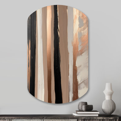 Brown And Black Beyond Boundaries IV - Abstract Cylinder Shape Assymterical Metal Wall Art
