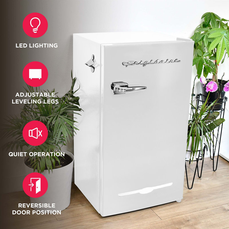 Frigidaire 3.2 Cu. Ft. Retro Compact Refrigerator with Chiller Compartment, Built-In Side Bottle Opener, White