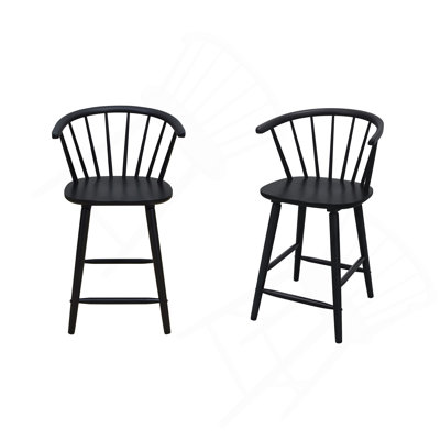 Tabouret de bar contemporain à hauteur de comptoir 2 pièces noir