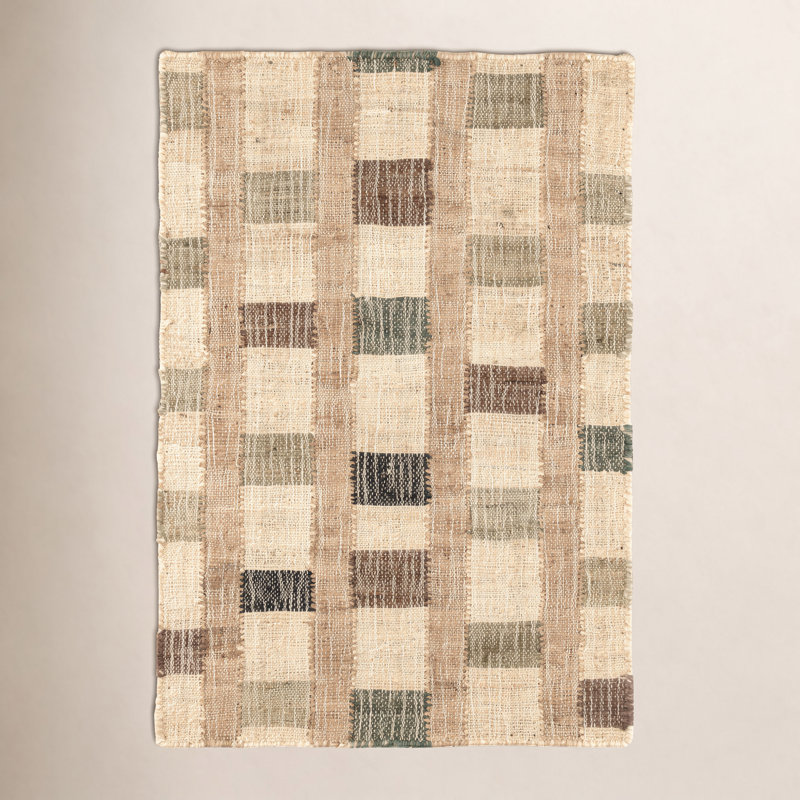 Mosaic Blue Handwoven Jute Rug, Rectangle 3' x 5'