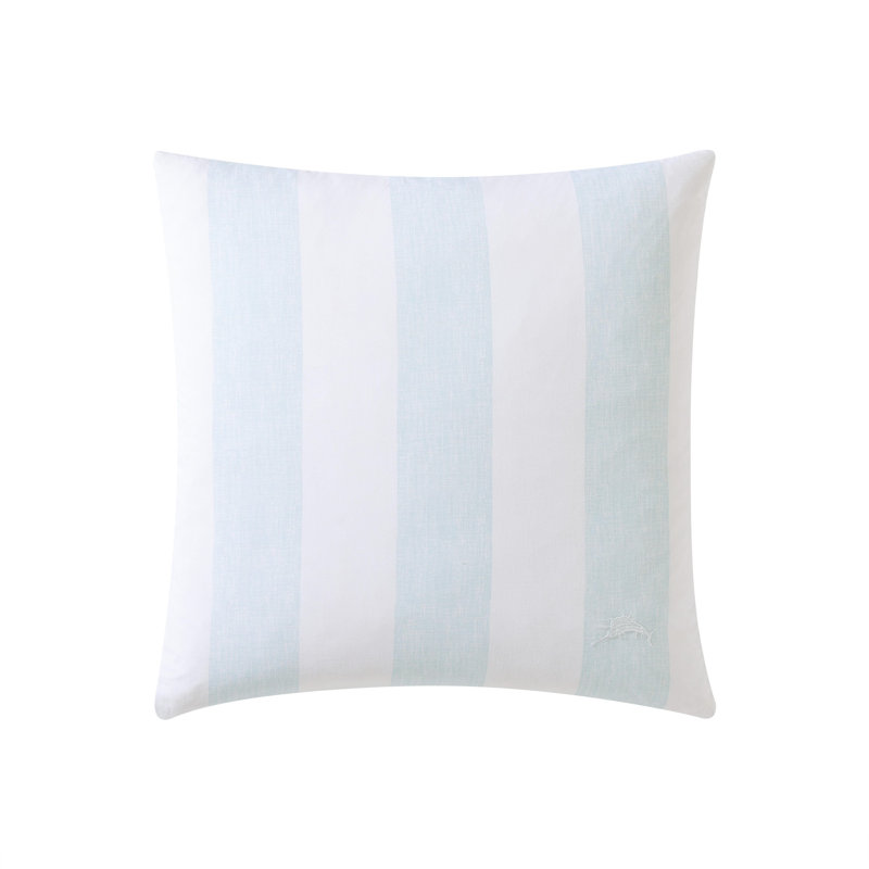 Blue and White Striped Cotton Throw Pillow, 20" x 20"