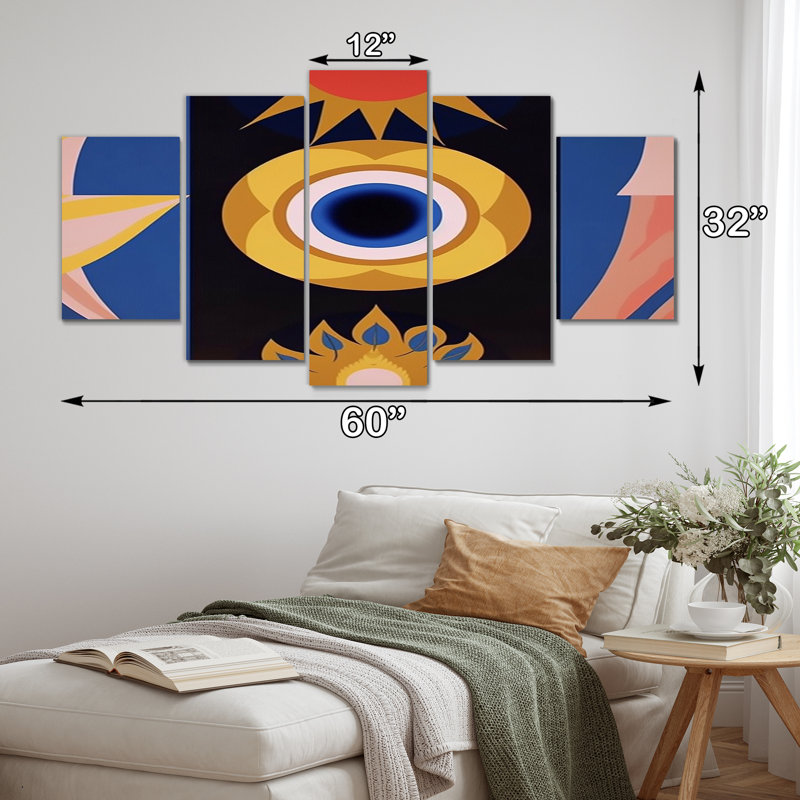 Cole - art mural moderne sur toile géométrique - 5 panneaux