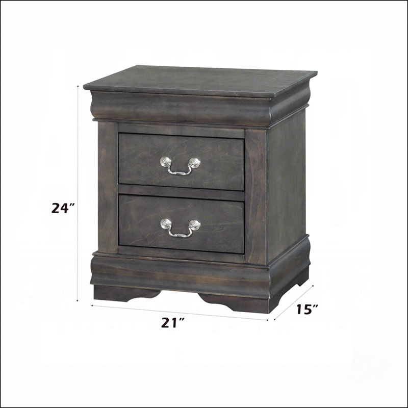 Table de chevet 2 tiroirs Traditional, Gris foncé