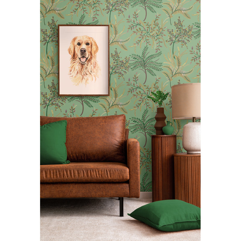 Rouleau de fleurs Ashantee, Vert / Brun / Or