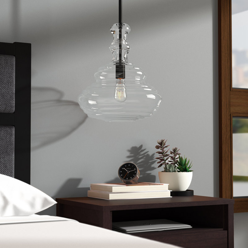 Luminaire suspendu simple à 1 lumière Gumbranch, Bronze huilé