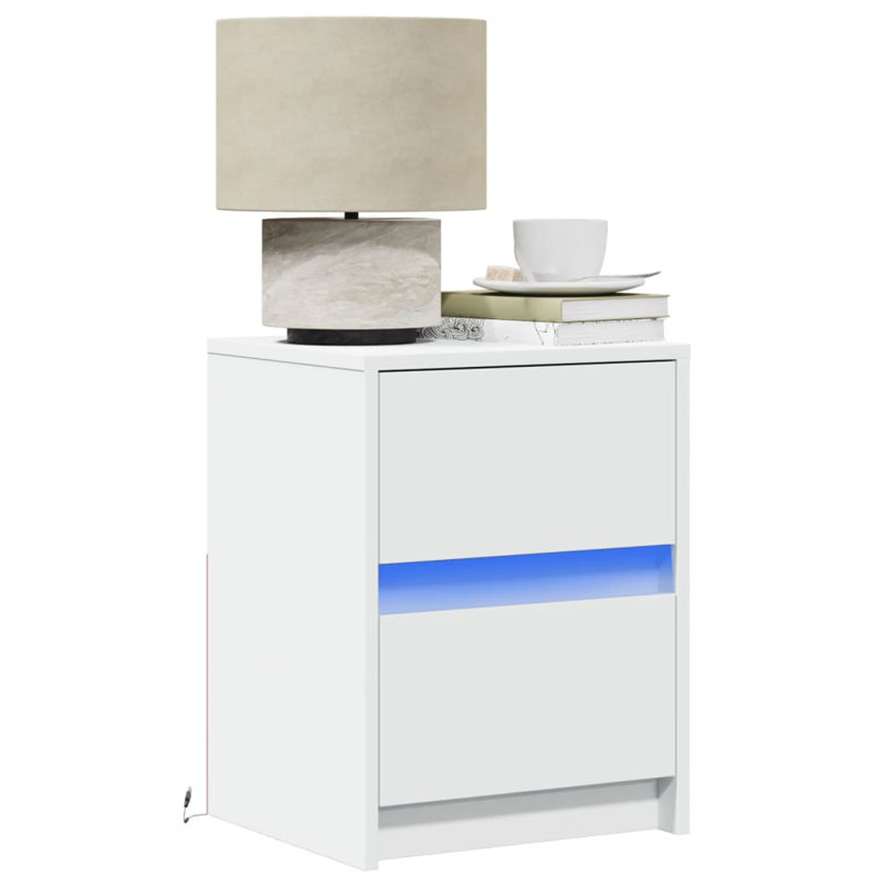 Danjela 38cm W Manufactured Wood Bedside Table, Set of 2, White