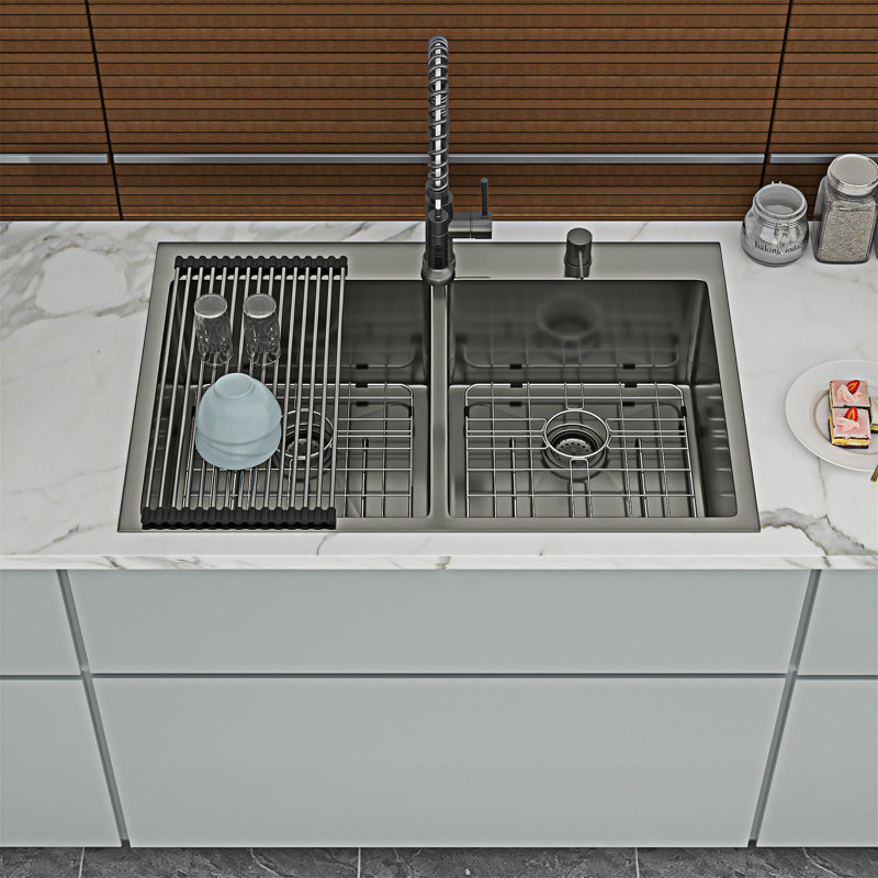 Drop In Double Bowl Kitchen Sink