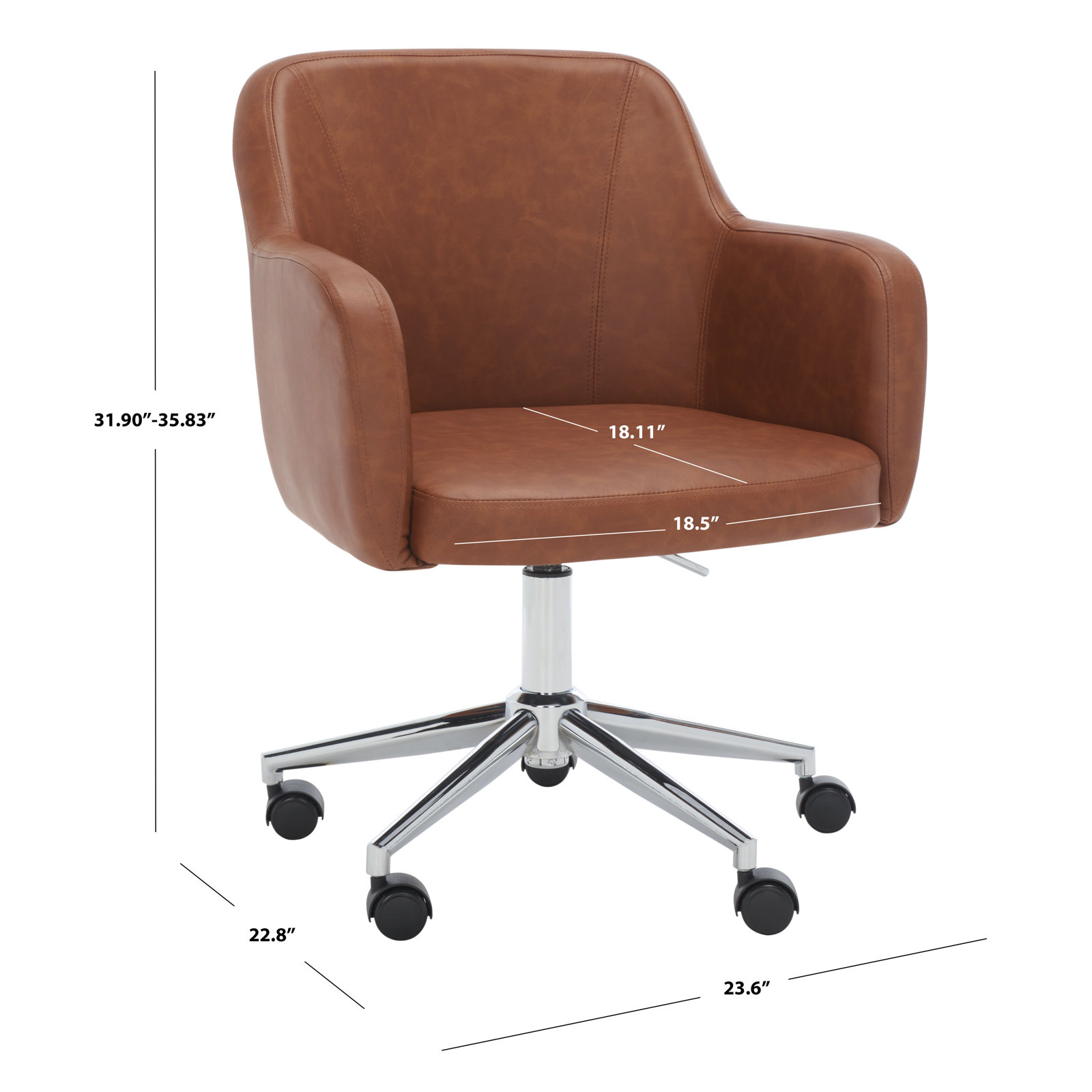 Imbali Swivel Office Chair, Cognac, Polyurethane