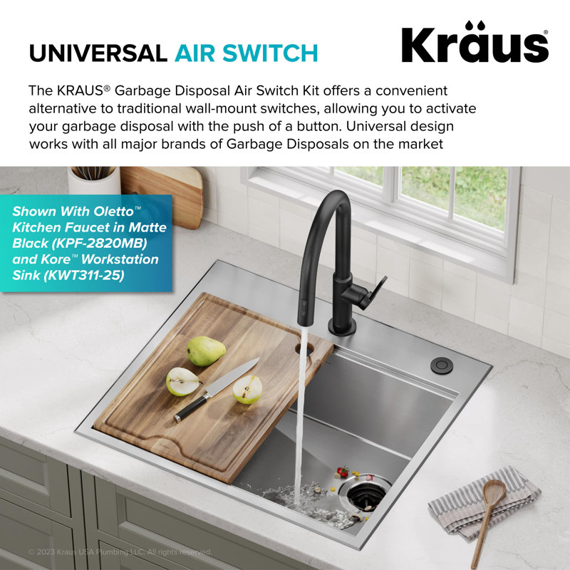 WasteGuard Stainless Steel Air Switch, Matte Black