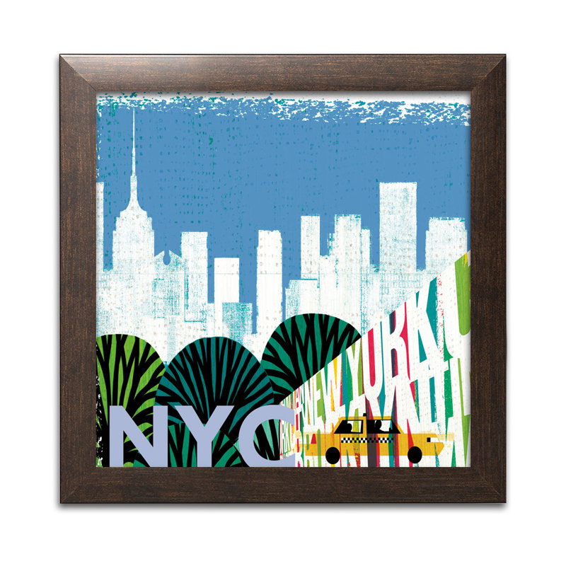« new york city life coucher », impression, Papier avec cadre brun, H 12 po x l 12 po x P 1,5 po