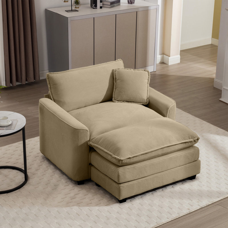 Canapé confortable à siège profond avec repose-pieds simple et coussin, Tanné