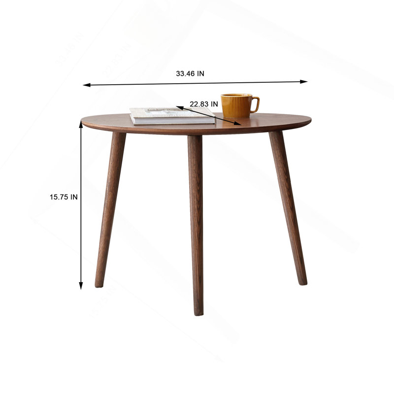 (SINGLE) Table basse de table centrale 100% chêne massif avec plateau et plateau en bois de galet, facile à assembler