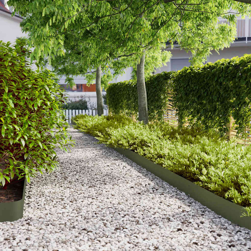 Lawn Edgings 10 Pcs Cold-Rolled Steel, 15cm H x 103cm W x 0.05cm D, Olive Green