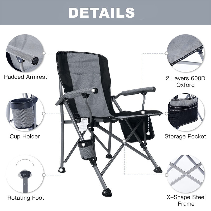 Candelora Folding Camping Chair, Black/Grey