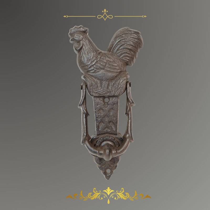 Rustic Bronze Cast Iron Rooster Door Knocker