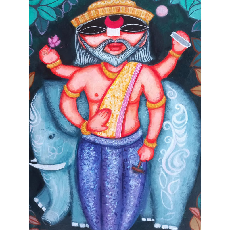 Lord Vishwakarma | Acrylique sur papier | Par Tuhin Rakshit