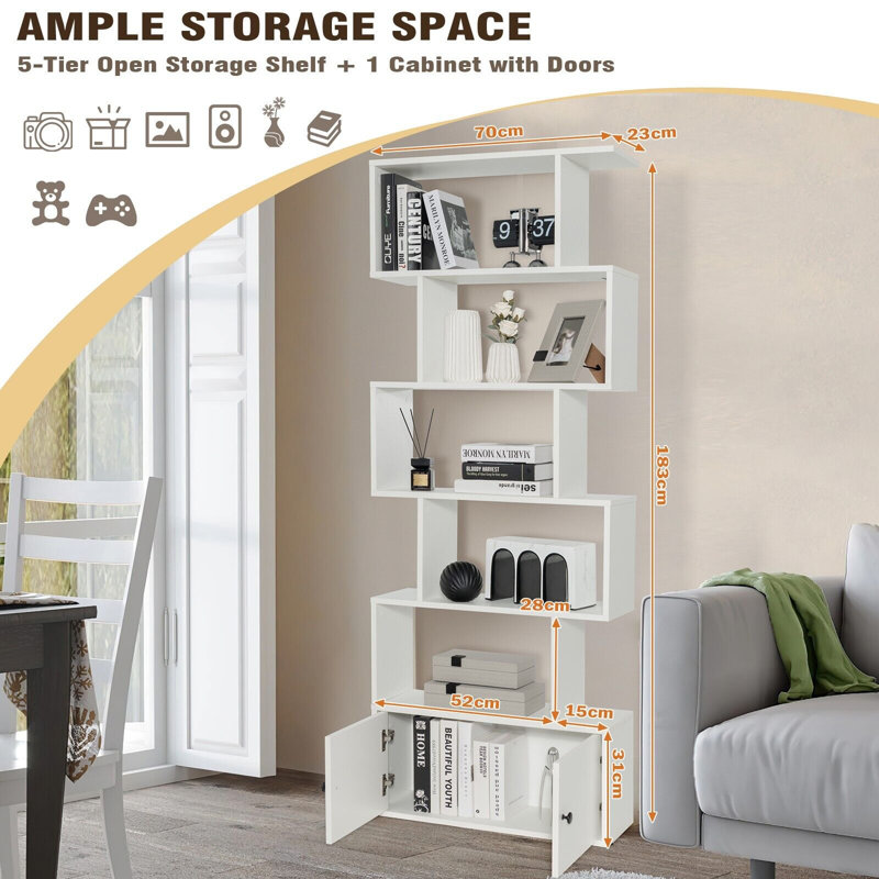 183cm H x 70cm W Geometric Bookcase