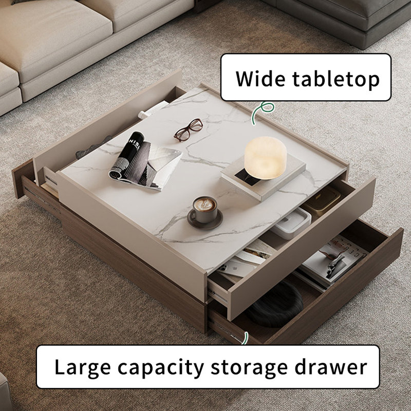 Table basse carrée en bois et petit appartement, 14.96" H x 35.43" L x 35.43" W, Noir / brun noix