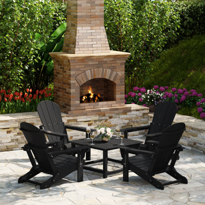 Ensemble de conversation Adirondack pour l'extérieur avec table basse carrée 5 pièces Laguna