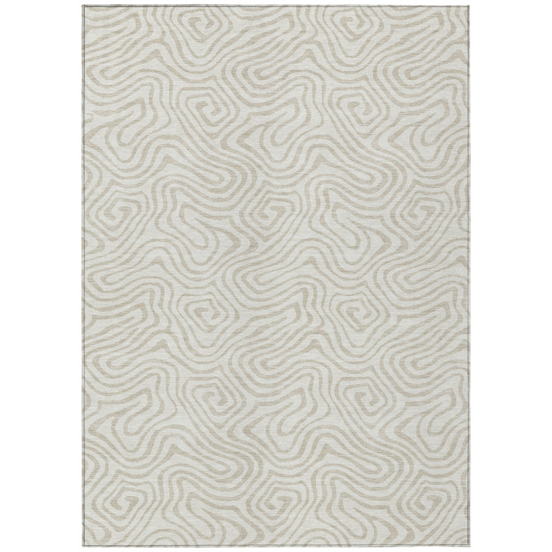 Raya Ivory Washable Indoor-Outdoor Rug - , 9' x 12'