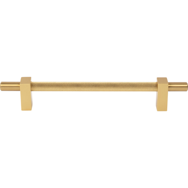 Larkin 3 Knurled Center Bar Pull, 12", Brushed Gold