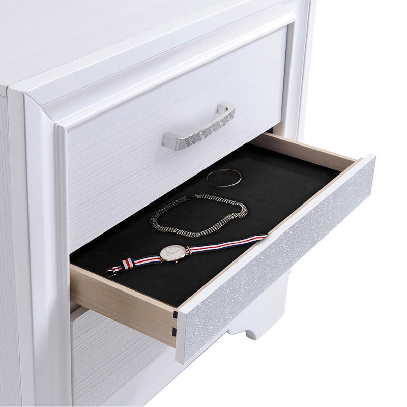 Table de bout pour chambre à coucher, table de chevet à 2 tiroirs avec plateau à bijoux caché