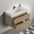 36" Bathroom Vanity In Black And Oak - Style, Wall Mounted, Spacious Interior Bath Unit Oak, Basin, Storage Compartments-94343193-94343199