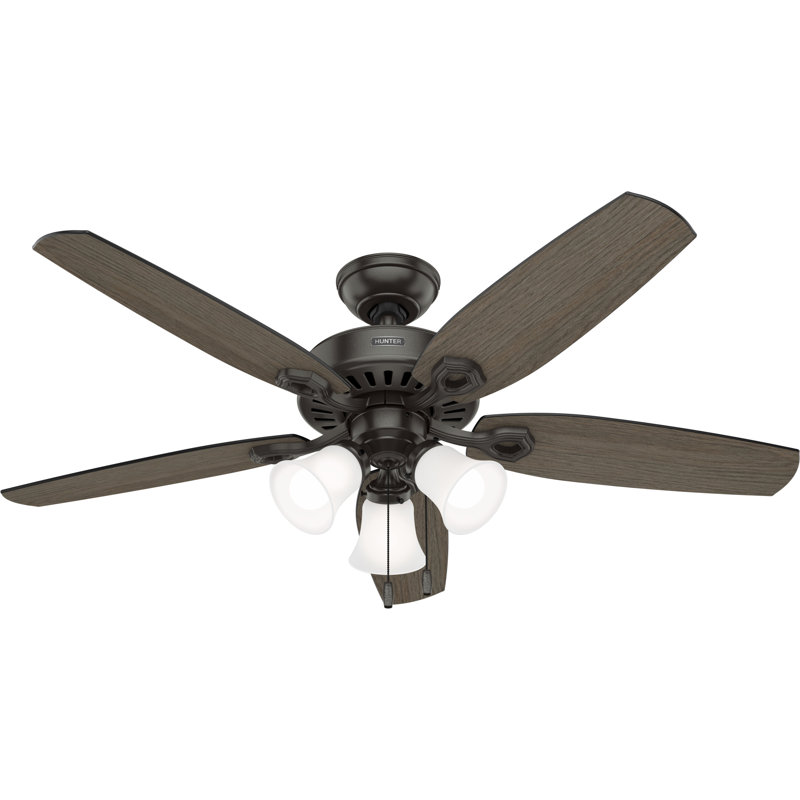 Builder 52" 5-Blade Energy Star® Standard Ceiling Fan With Lights And Pull Chain, Gray