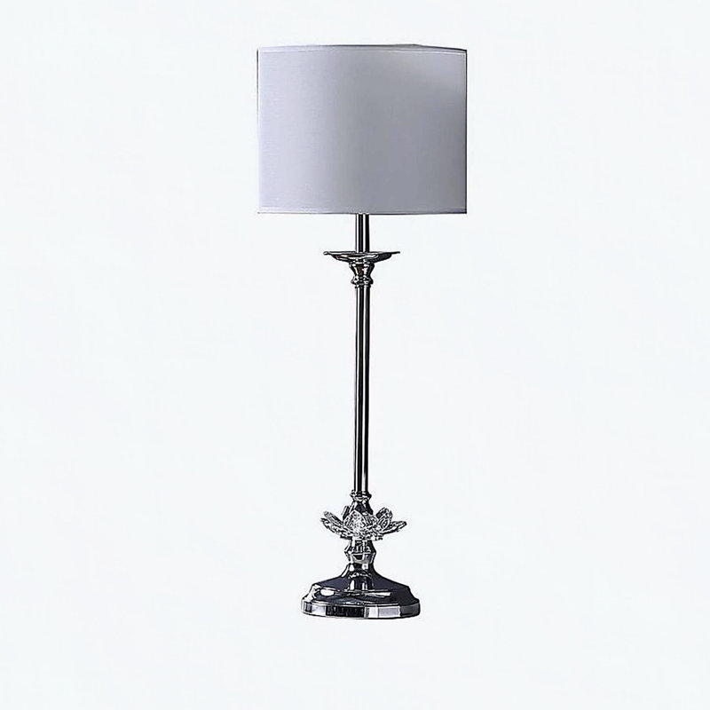 Lampe de table en métal chromé à motif floral 25,5 po